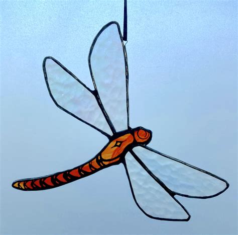 Red Stained Glass Dragonfly Sun Catcher