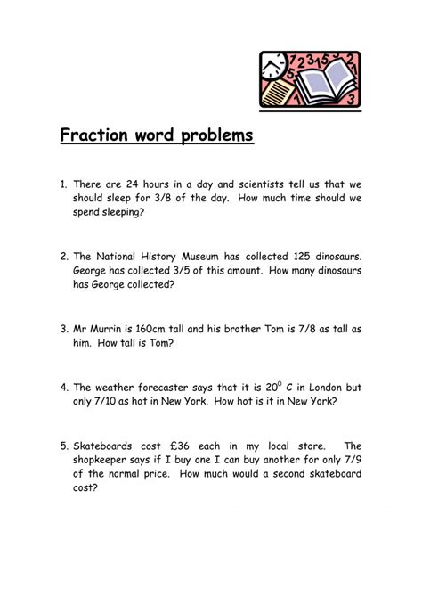 Fractions Word Problems Grade 6