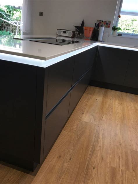 Handleless Kitchen In Matt Graphite Baldock Hertfordshire Kitchen