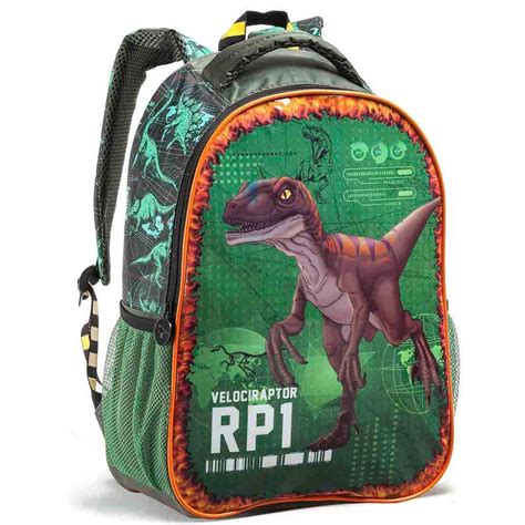 Mochila Escolar De Costas Refor Ada Dinossauro Azul Verde Seanite