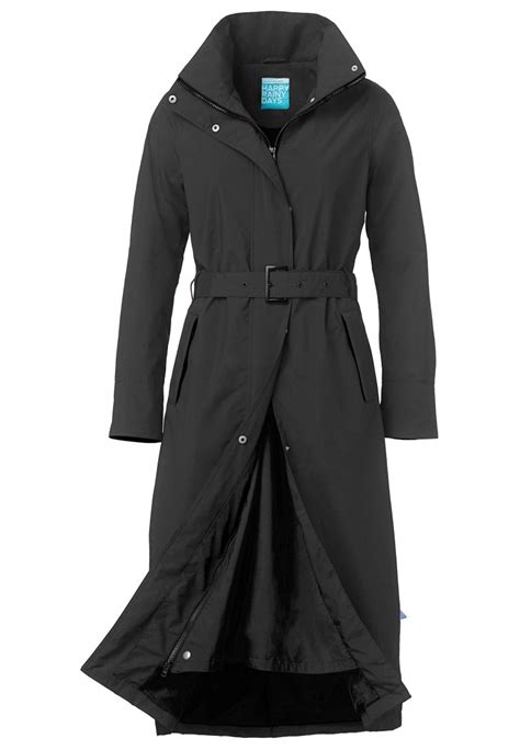 Happy Rainy Days Regenmantel Long Raincoat Bowie Schwarz