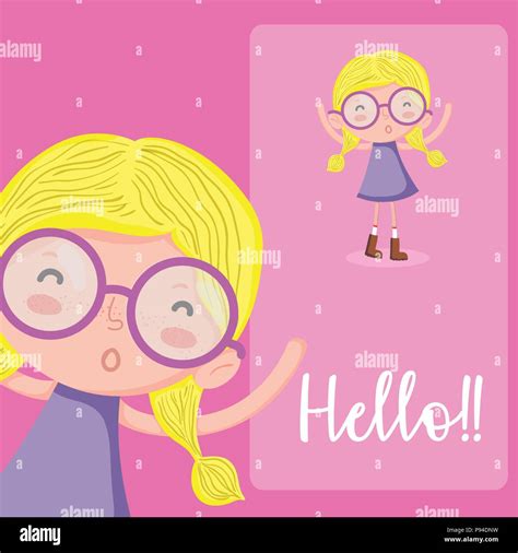 Dessin De Fille Blonde A Lunettes Banque D Images Vectorielles Alamy