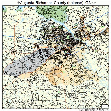 Augusta-Richmond County (balance) Georgia Street Map 1304204