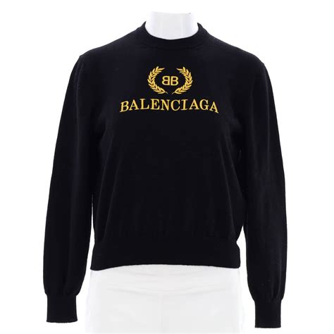 Balenciaga Womens Logo Crewneck Sweater Embroidered Wool Grailed