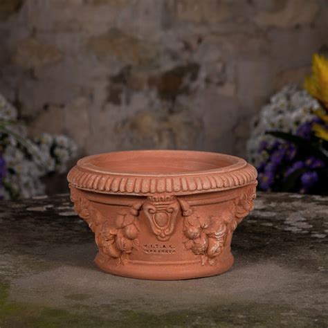 Impruneta Terracotta Ornate Low Jar