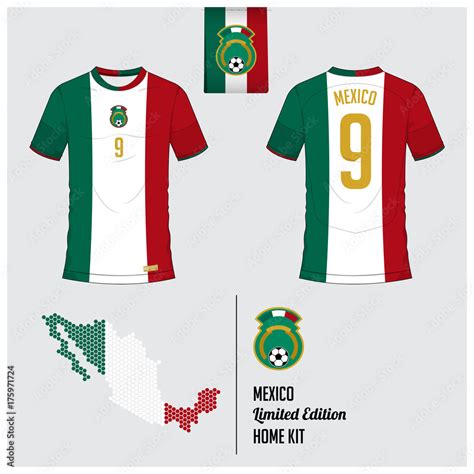 Soccer jersey or football kit, template for Mexico National Football ...