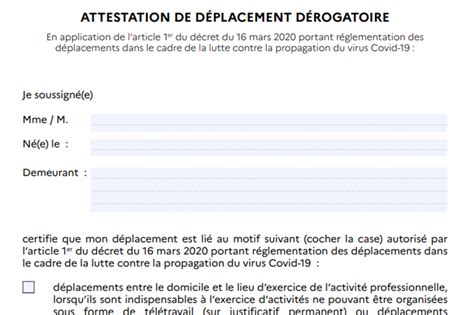 Coronavirus O T L Charger L Attestation De D Placement D Rogatoire