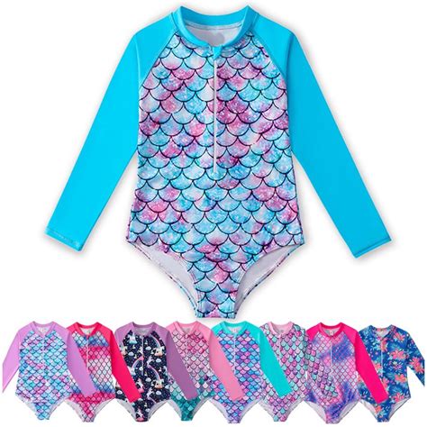 Gyratedream 2 12 Years Girls Mermaid Long Sleeve Rash Guard Upf 50 One