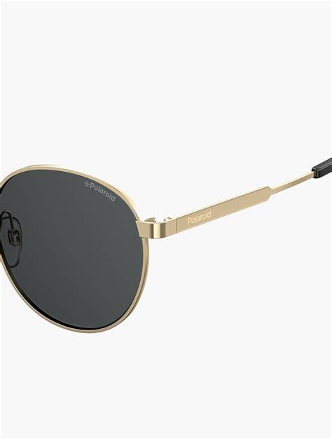 Myrunway Shop Polaroid Gold And Grey Polarized Round Sunglasses For