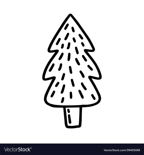 Christmas Tree In Doodle Style Royalty Free Vector Image