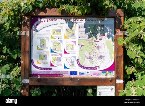 Tourist information signs and map in Eguisheim Alsace France Stock ...