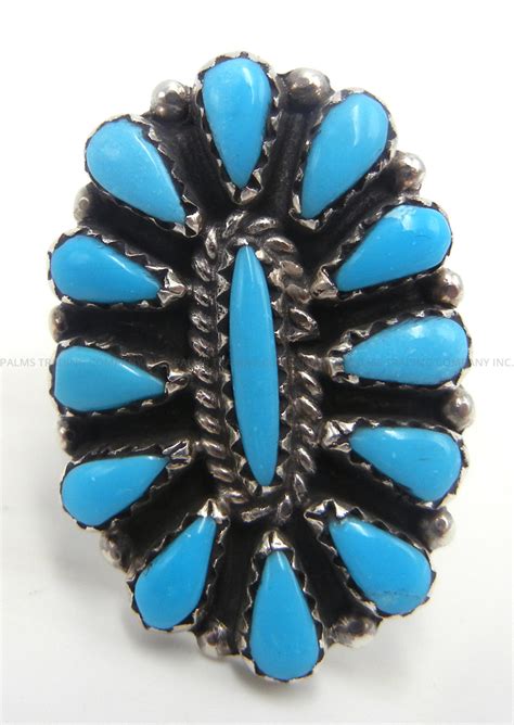 Zuni Turquoise and Sterling Silver Cluster Ring