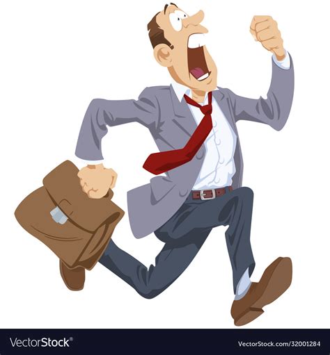 Businessman in suit running fast funny people Vector Image