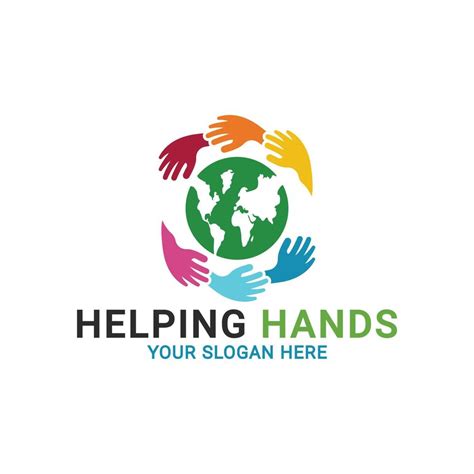 Save The World Logo Human Hands Holding Globe Teamwork Hands Logo