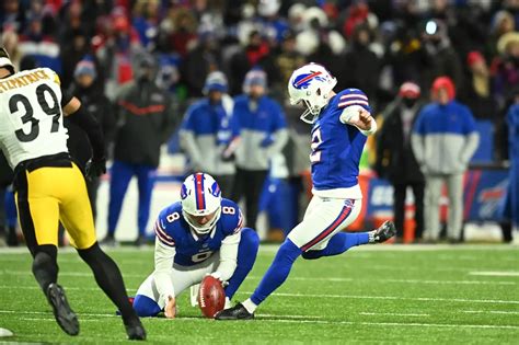 Tyler Bass Kicks A Fg During The 2024 Afc Wild Card Game 2023 Buffalo Bills Bills Fans