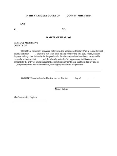 WAIVER Of HEARING Form Fill Out And Sign Printable PDF Template