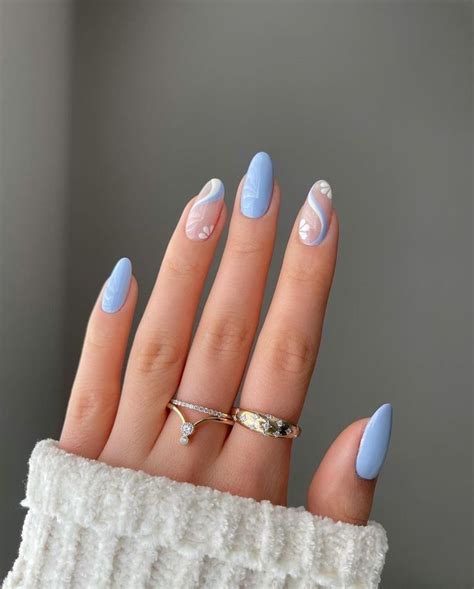 Pin By Tina Mal On My Pins Oval Nails Blue Nails Gel Nails