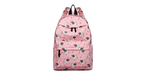 E1401 Un Miss Lulu Large Backpack Unicorn Print Pink