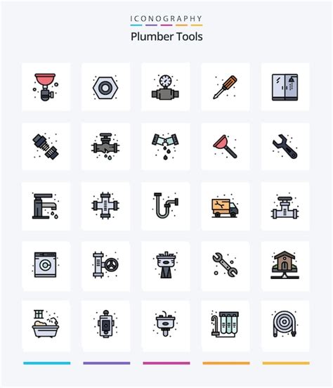 Plomero creativo paquete de iconos llenos de 25 líneas como fontanero