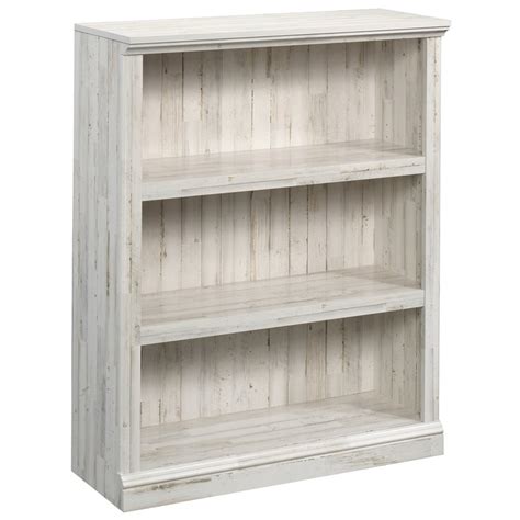 Sauder Select Engineered Wood 3 Shelf Bookcase In White Plank