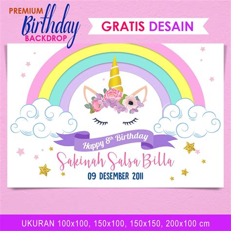 Jual Banner Ultah Unicorn Bisa Tambah Foto Dan Request Desain