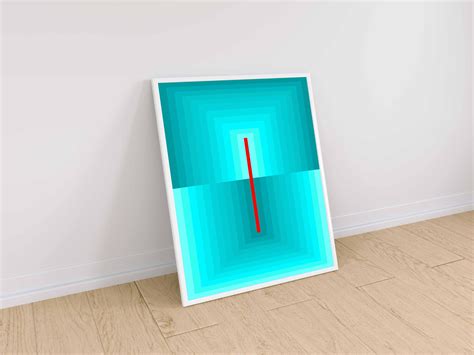 Original Cyan & Red Square Fine Art Print Contemporary Wall Decor ...