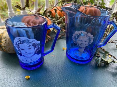 Shirley Temple Cup And Pitcher 1930s Memorabilia Collectible Glass Vintage Shirley Temple