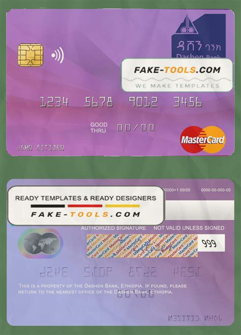 Ethiopia Dashen Bank Mastercard Credit Card Template In PSD Format