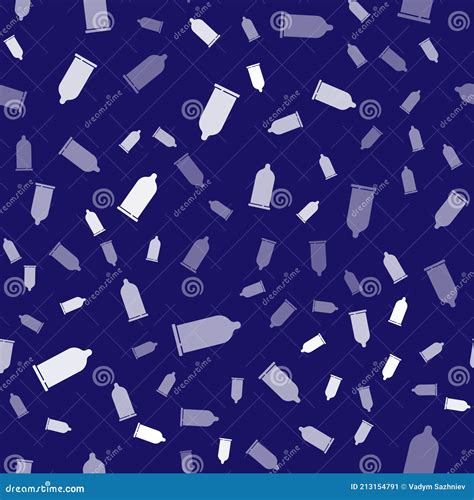 White Condom Safe Sex Icon Isolated Seamless Pattern On Blue Background