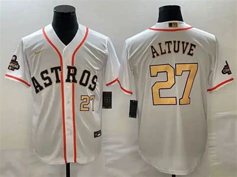 Houston Astros #27 Jose Altuve 2023 Gold Collection White Jersey ...