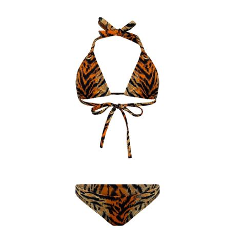 Talia Tiger Print Triangle Bikini Brazilian Maui X Lolita Wolf Badger
