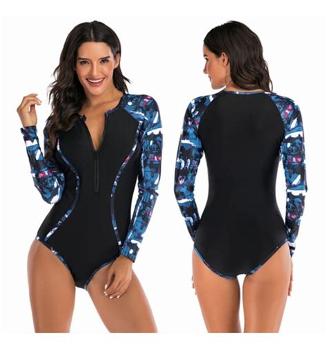 Traje De Baño Deportivo Manga Larga Entero Floral MercadoLibre