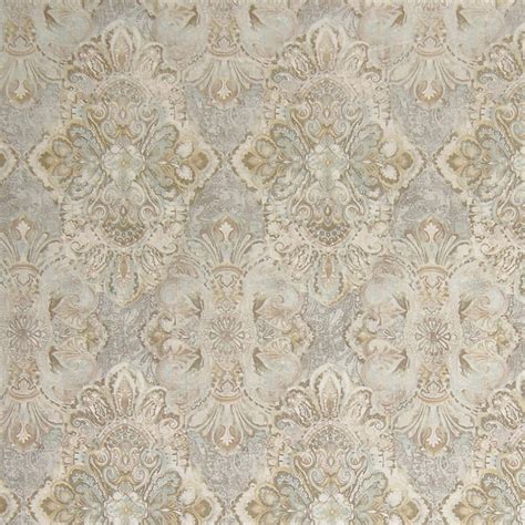 Kovi Fabrics Pewter Neutral Medallion Linen Print Upholstery Fabric