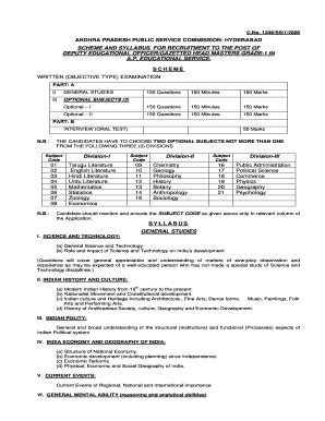 Fillable Online ANDHRA PRADESH PUBLIC SERVICE COMMISSION HYDERABAD Fax