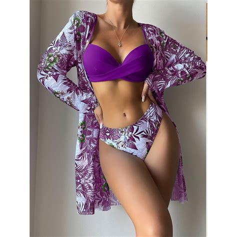 Bikini Tres Piezas Traje De Baño Nuevo Femenino Conjunto De Bikinis Sexy Push up Mujeres