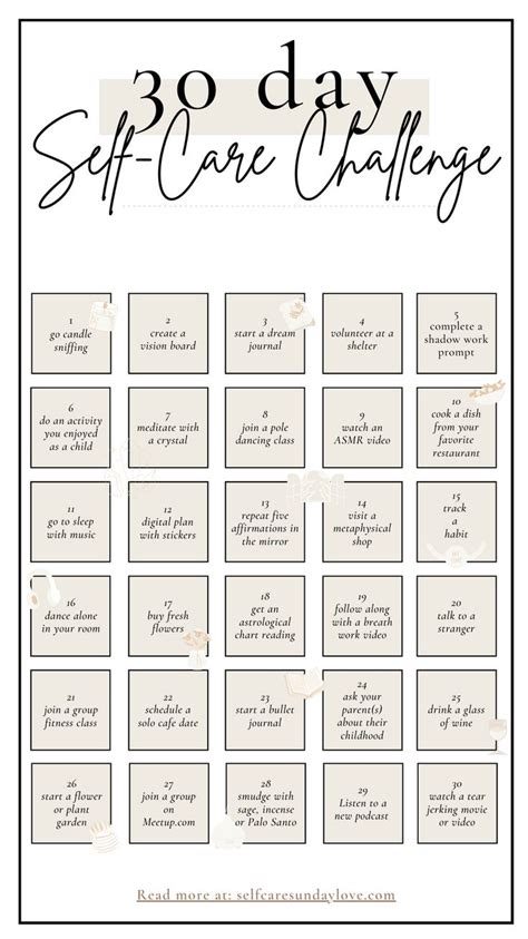 30 Day Challenge Self Care Ideas 2023 Self Care Activities 30 Days