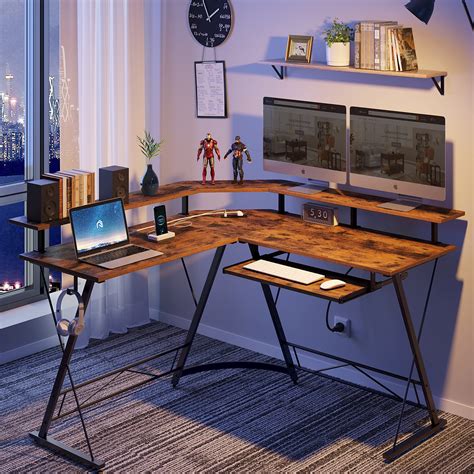 Buy Rolanstar Computer Desk L Shaped With Power Outlet Reversible