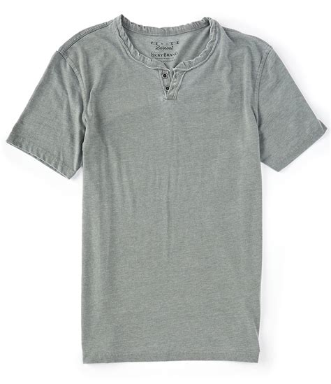 Lucky Brand Short Sleeve Button Notch Neck Venice Burnout Tee Dillards