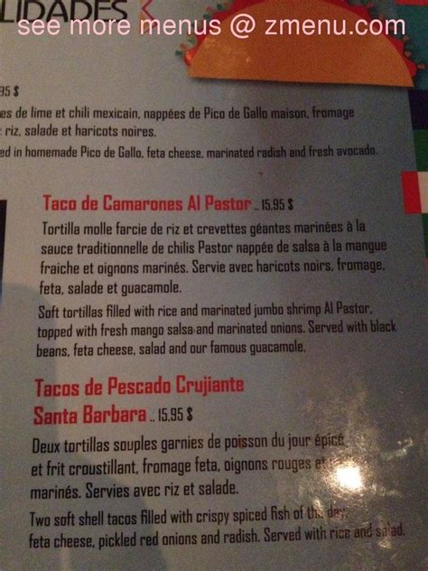 Menu At 3 Amigos Restaurant Brossard Taschereau Blvd