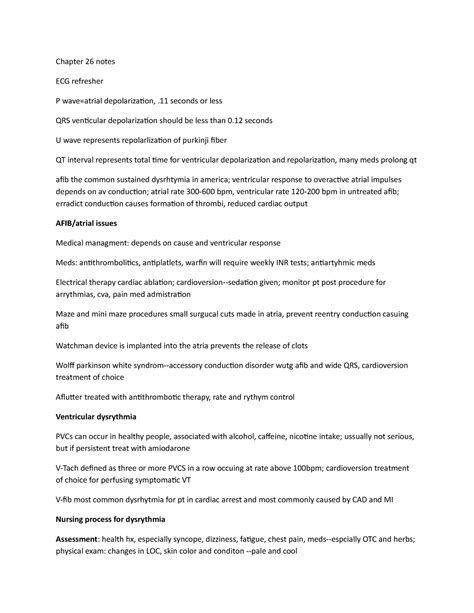 Chapter 26 Note Notes Chapter 26 Notes Ecg Refresher P Waveatrial