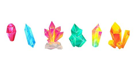 Premium Vector Colorful Crystal Gems Set On White Background Vibrant