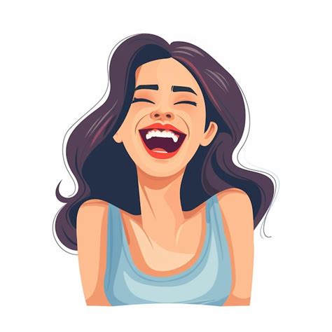 Premium Photo A Woman Laughing With Her Eyes Closed And Her Mouth