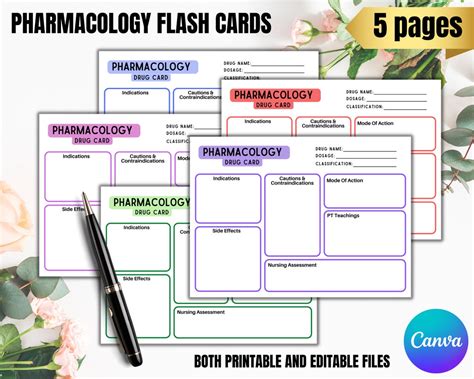 Pharmacology Drug Card Template Nursing Pharmacology Printable Drug