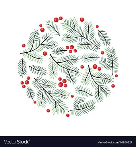 Hand drawn christmas branches on white background Vector Image