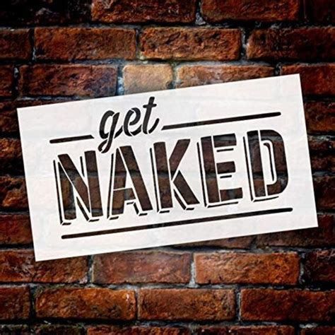Bathroom Humor Get Naked Stencil By Studior12 Wood Sign Etsy
