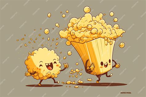 Cute Cartoon Dancing Popcorn | Premium AI-generated image