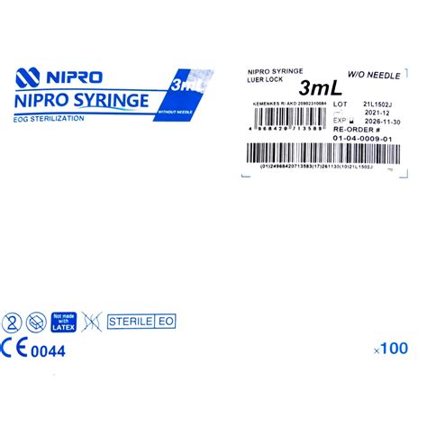 Nipro Syringe 3ml Luer Lock 100 S EXPIRY 2028 READY STOCK Shopee