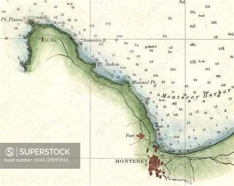 Map Of Monterey Bay And Point Pinos Lighthouse Detail In U S