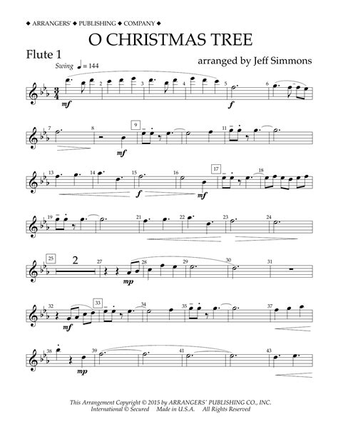 O Christmas Tree Flute 1 By Jeff Simmons Sheet Music For Concert Band