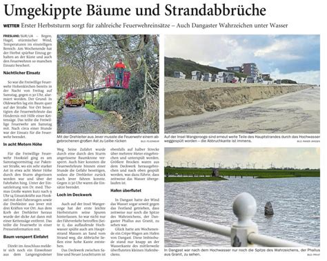 Jeversches Wochenblatt Umgekippte B Ume Und Strandabbr Che